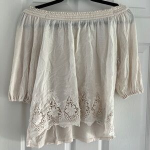 Hollister Cottagecore Off-the-shoulder Embroidered Milkmaid Blouse